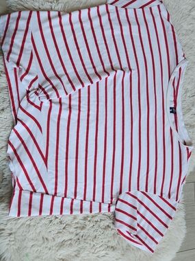 Haut à Rayures Design Lab - Détail Froncé Latéral - Rouge/Blanc